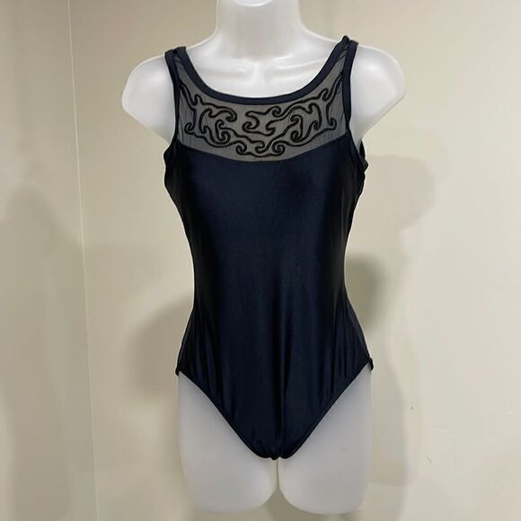 Jantzen black one piece swim suit.  Size 12 L large - Picture 1 of 9